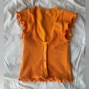 Urban Outfitters Out From Under Orange Button Front Crop Top (XS/S)